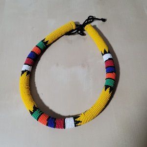 African Yellow Beaded Choker